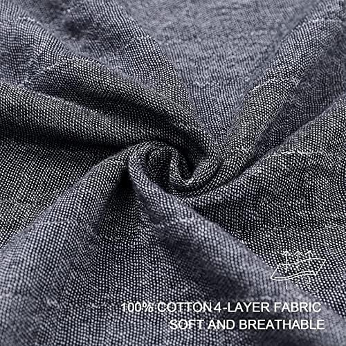 SE SOFTEXLY Muslin Throw Blanket, 4-Layer Dyed Yarn, 80”x90”, Dark Blue - Image 2