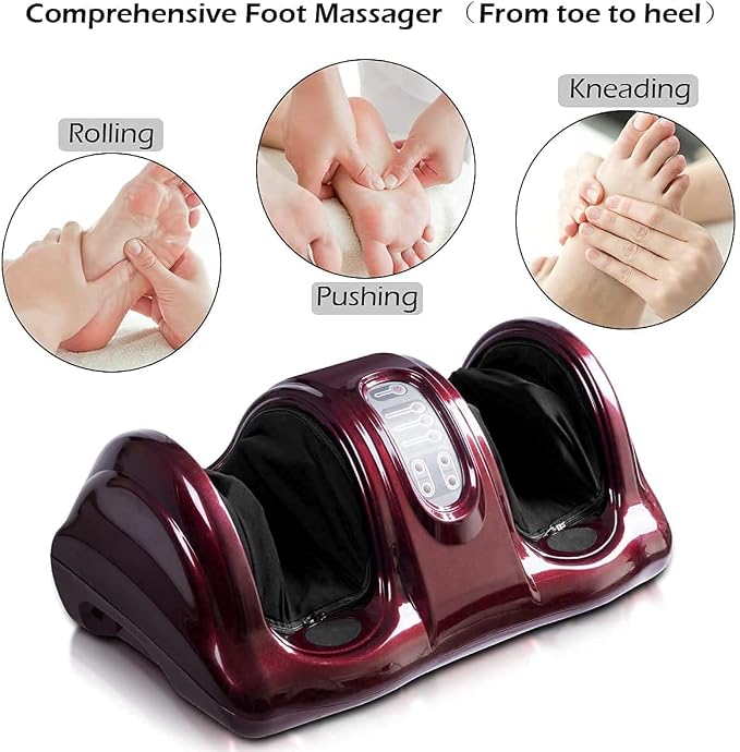 WELLHUT Foot Massager Machine Shiatsu Foot and Calf Massager for Ankle, Calf Leg Arm, Shiatsu Kneading Rolling, Feet Massager Machine, Gifts for Men and Women, Burgundy - Image 7