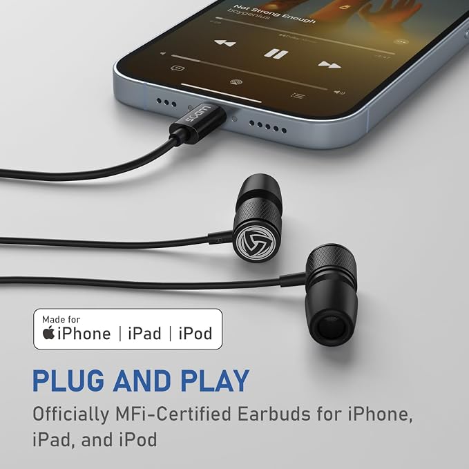 LUDOS Ultra iPhone Wired Headphones Earbuds Earphones with Lightning Connector Apple MFi Certified, 5 Years Warranty, for iPhone 14 13 12 11 Pro Max X XS XR 8 7 Plus with Microphone Control - Black - Image 5