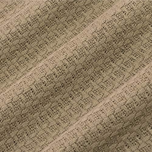 100% Fine Cotton Luxurious Basket Weave Blanket, Taupe, King Size (Pack of 6) - Image 3