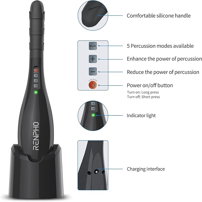 RENPHO Cordless Handheld Massager, 5 Adjustable Speeds and Massage Modes - Image 5