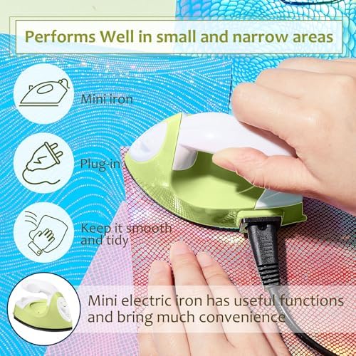Honoson Mini Craft Iron Mini Heat Press Small Iron 3.93 x 2.36 x 2.76 in Portable Handy Tiny Flatiron with Charging Base Accessory for Fuse Bead Patch DIY Heat Transfer Vinyl(Fruit Green) - Image 5