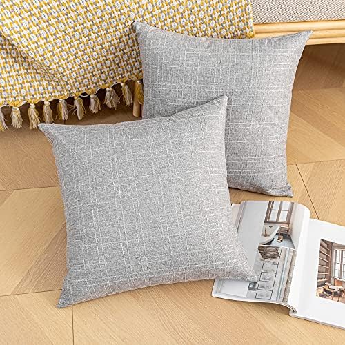 Kevin Textile Outdoor Waterproof 16”x16” Pillow Covers 2 Pack, Grey - Image 4