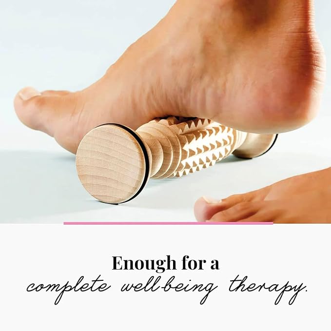 tuuli Accessories - Wooden Foot Massager, Grooved Muscle Roller, Helps Ease Muscle Tension, Supports Blood Circulation, Natural Wood Therapy Massage Tools, 8 x 2 inches - Image 5
