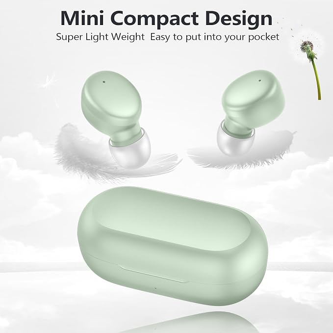 MOZOTER Mini Wireless Earbuds Bluetooth 5.3 in Ear Headphones Headsets | Light Weight,60Hrs Playtime Ear Buds with Charging Case,Smart Touch Control,Premium Sound with Deep Bass for Sport-Green - Image 6