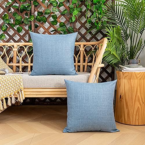 Kevin Textile Outdoor Waterproof 26”x26” Pillow Covers 2 Pack, Light Blue - Image 5