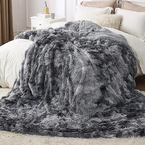 Bedsure Faux Fur Fluffy Sherpa Fleece King Bed Blanket Grey 108"x90" - Image 6