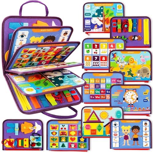 Clever Fox Play Busy Book, Toy for Toddlers, Babies & 3+ Year Olds, Purple by CleverFoxPlay