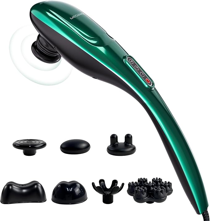 MEGAWISE Handheld Deep Tissue Neck Back Electric Massager for Shoulder, Waist, Leg, 3700 RPM Powerful Motor (Green) by MEGAWISE
