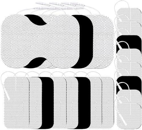 TENS Unit Electrode Pads Assorted Sizes Pack for Multiple Pain Relief, Multiple Sizes TENS Unit Pads, 3rd Gen Reusable Self-Stick, Compatible with 7000 & AUVON TENS, 2 mm Pin Connector - 20Pcs by GROZAVPAIN-FREELIFE