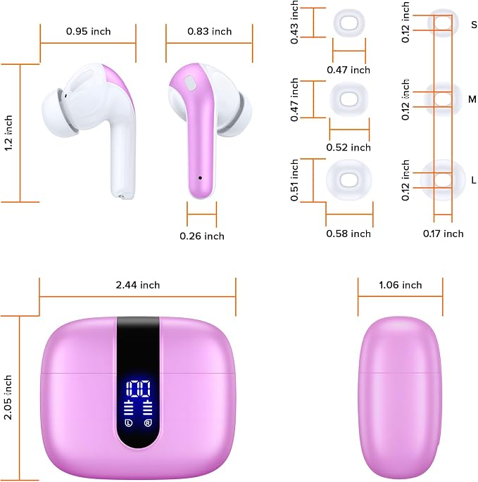 TAGRY Bluetooth Headphones True Wireless Earbuds 60H Playback LED Power Display Earphones with Wireless Charging Case IPX5 Waterproof in-Ear Ear buds with Mic for TV Smart Phone Laptop Computer Sports - Image 8