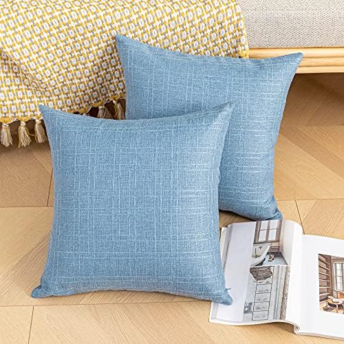 Kevin Textile Outdoor Waterproof 16”x16” Pillow Covers 2 Pack, Light Blue - Image 4
