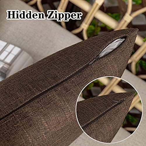 Kevin Textile Outdoor Waterproof 12”x24” Lumbar Pillow Covers 2 Pack, Brown - Image 3
