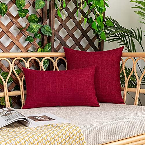 Kevin Textile Outdoor Waterproof 12”x24” Lumbar Pillow Covers 2 Pack, Red - Image 5
