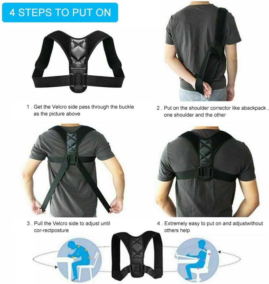 Posture Corrector - Posture Corrector for Women, Breathable & Adjustable Back Brace, Back Stretcher for Lower Back Pain Relief, Back Straightener Posture Corrector for Men & Women - Image 4