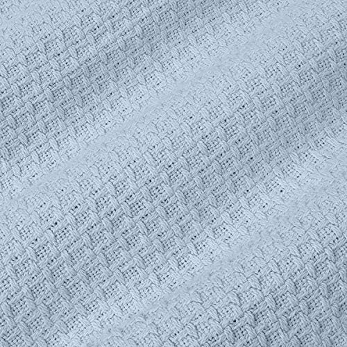 100% Fine Cotton Blanket Luxurious Weave Stylish Design Soft and Comfortable All Season Warmth, Full/Queen, Pearl Blue (Pack of 6) - Image 3