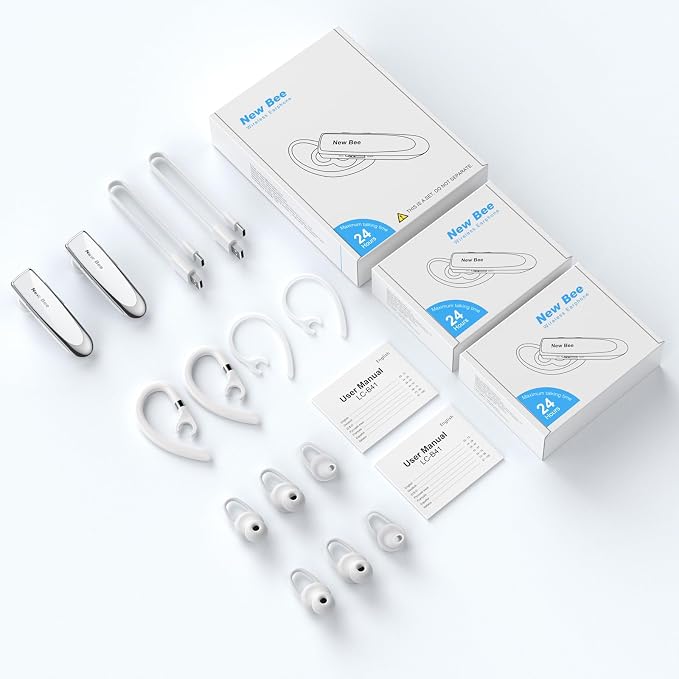 [2 Pack] Bluetooth Earpiece V5.0 Wireless Handsfree Headset 24 Hrs Driving | 60 Days Standby Time Bluetooth Headset with Microphone for iPhone Android Laptop Truck Driver(White) - Image 7