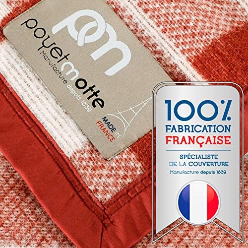 Poyet Motte Rivoli Solid 400GSM 100% Virgin Wool Blanket, Medium/Heavy Weight, Machine Washable (Red/Natural Plaid, Full/Queen Size) - Image 2