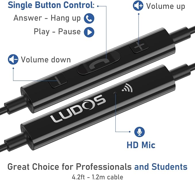 LUDOS Ultra iPhone Wired Headphones Earbuds Earphones with Lightning Connector Apple MFi Certified, 5 Years Warranty, for iPhone 14 13 12 11 Pro Max X XS XR 8 7 Plus with Microphone Control - Grey - Image 6