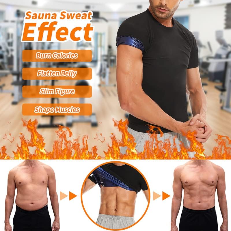 SHAPERIN Sauna Shirt for Men Sauna Tops Heat Trapping T-shirt Sauna Suit Workout Sweat Vest Body Shaper Gym Workout - Image 4