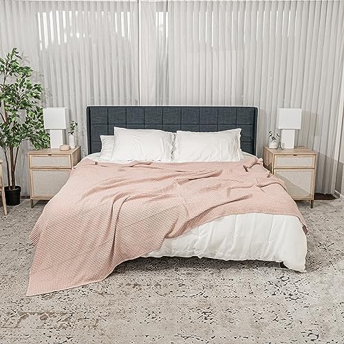 Comfy Cubs Waffle Blanket King, 108" x 90" - 100% Cotton Lightweight Breathable Bed Blanket - Soft Textured Thermal Weave for All Seasons – Decorative Cozy Layer for Couch, Sofa, or Bed - Blush - Image 5