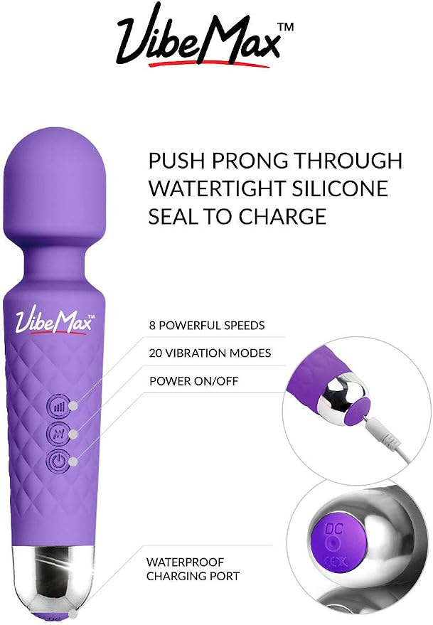 VibeMax Rechargeable Personal Massager - Powerful Multi Speed Vibration - Whisper Quiet - Waterproof - for Muscle Tension Relief in Neck, Back, Shoulders, Legs and Feet - Purple - Image 4