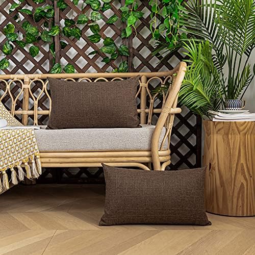 Kevin Textile Outdoor Waterproof 12”x20” Lumbar Pillow Covers 2 Pack, Brown - Image 7