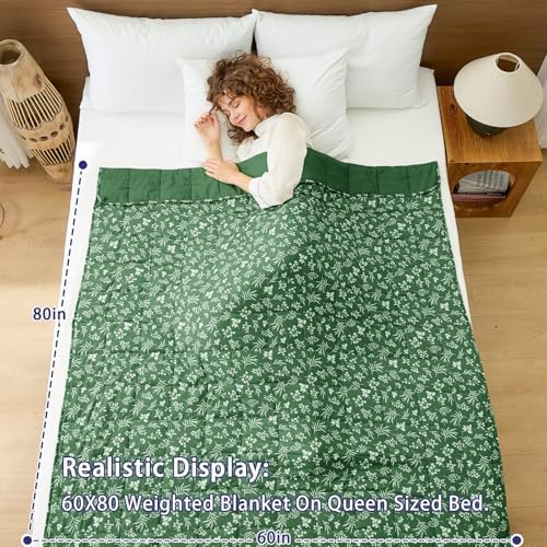 25 lbs weighted blanket Queen Size for Adults (60”x 80”, Forest) Cooling Heavy Blanket for Sleeping Perfect for 240-260 lbs, Winter Thick Breathable Blanket with Premium Glass Bead, Machine Washable - Image 2