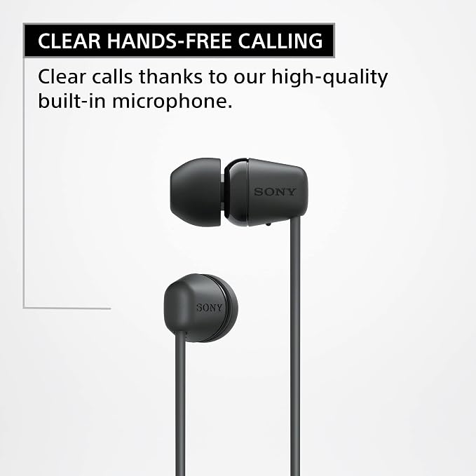 Sony WI-C100 Wireless in-Ear Bluetooth Headphones with Built-in Microphone,Black,(Pack of 2) - Image 6