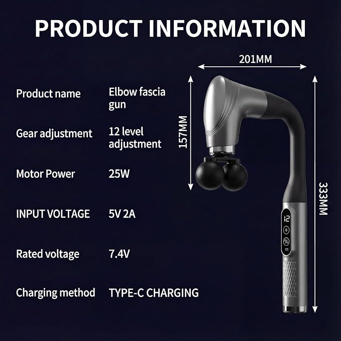 Long Handle Massage Gun for Back and Shoulders, Dual-Head - Image 8