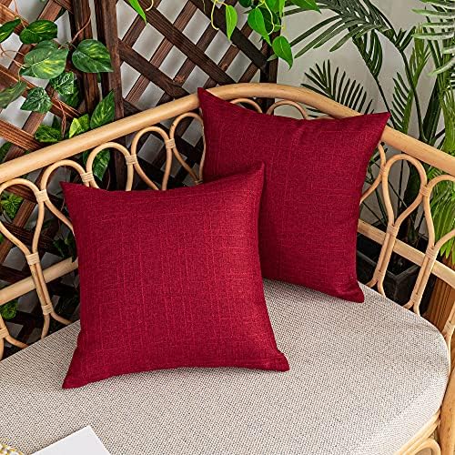 Kevin Textile Outdoor Waterproof 26”x26” Pillow Covers 2 Pack, Red - Image 4