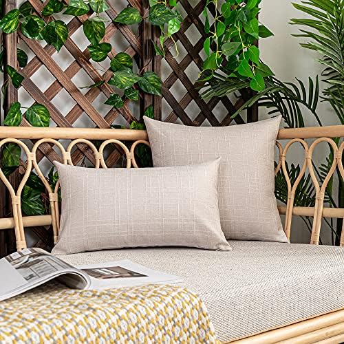 Kevin Textile Outdoor Waterproof 14”x24” Lumbar Pillow Covers 2 Pack, Beige - Image 5