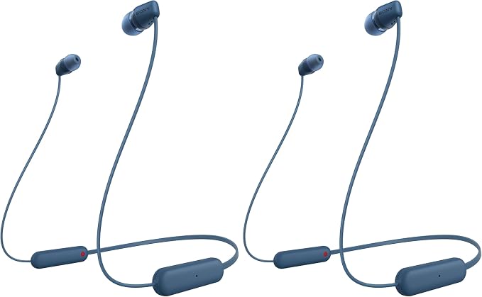 Sony WI-C100 Wireless in-Ear Bluetooth Headphones with Built-in Microphone,Blue,(Pack of 2) by Unknown