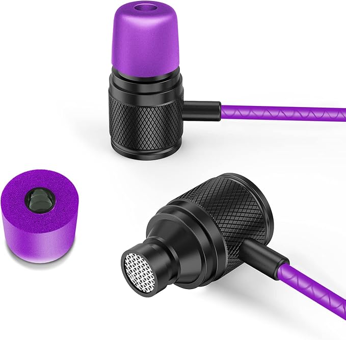 LUDOS Ultra Wired Earbuds in-Ear Headphones, 5 Years Warranty, Earphones with Microphone, Noise Isolating Ear Buds, Memory Foam for iPhone, Samsung, School Students, Kids, Women, Small Ears - Purple - Image 10