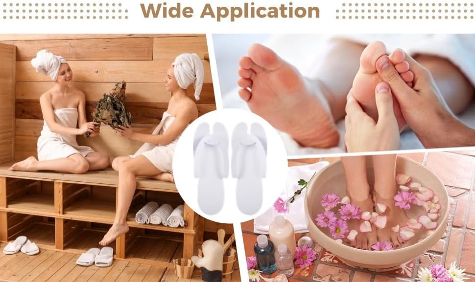 Disposable Pedicure Flip Flops Slippers Bulk,White EVA Flip-Flops Kit,SPA Pedicure Slippers for Adult,Lightweight and Easy to Wear,Ideal for Nail Salons,Hotels,Travel,Home,Party - Image 6