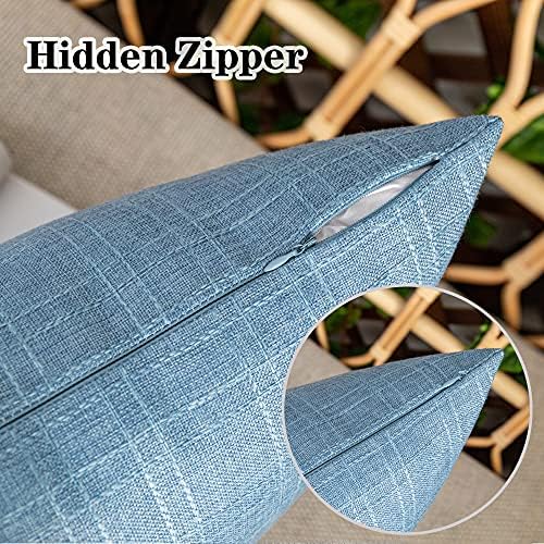 Kevin Textile Outdoor Waterproof 12”x24” Pillow Covers 2 Pack, Light Blue - Image 3