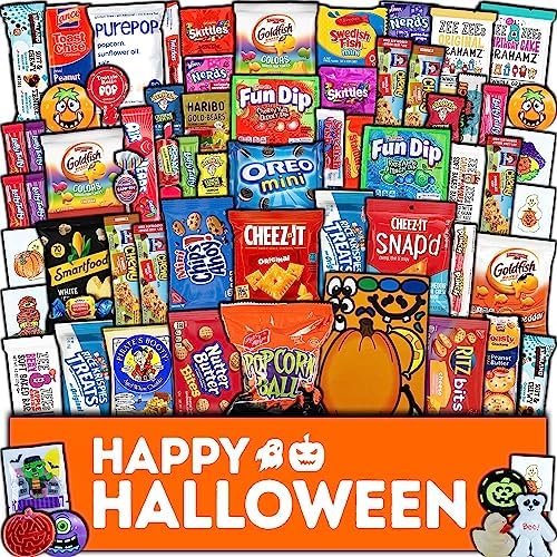 Halloween Candy Care Package Gift (65ct) Snacks Box Basket Candies Kids Children Adults Cookies Food Variety Pack Bundle Mixed Bulk Sampler Girls Boys Guys Men Women Boyfriend Girlfriend College Student by CRAVEBOX