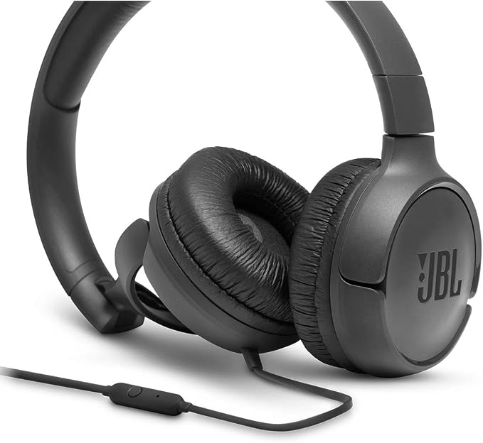JBL Tune 500 - Wired On-Ear Headphones - Black | JBL Pure Bass Sound, 1-button remotemic, Lightweight and foldable design, Tangle-free flat cable, Ask Siri or Google Now - Image 5