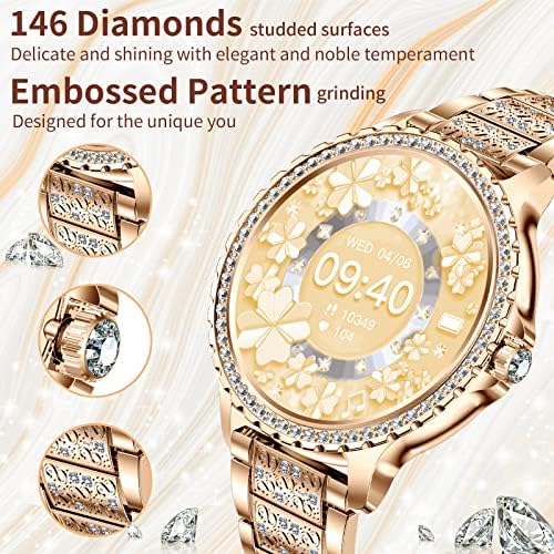 Smart Watches for Women(Make/Answer Call) with Diamond:1.32" Fitness Tracker Watch for HR/Blood Pressure/SpO2/Sleep Monitor,Digital Running Watches for Women Android/iOS,3 Strips - Image 2