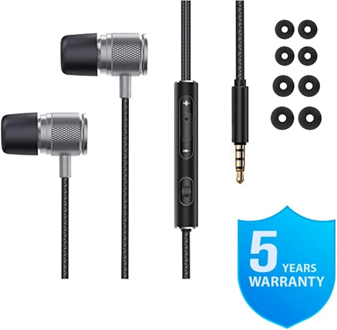 LUDOS Ultra Wired Earbuds in-Ear Headphones, 5 Years Warranty, Earphones with Microphone, Noise Isolating Ear Buds, Memory Foam for iPhone, Samsung, School Students, Kids, Women, Small Ears - Grey - Image 7
