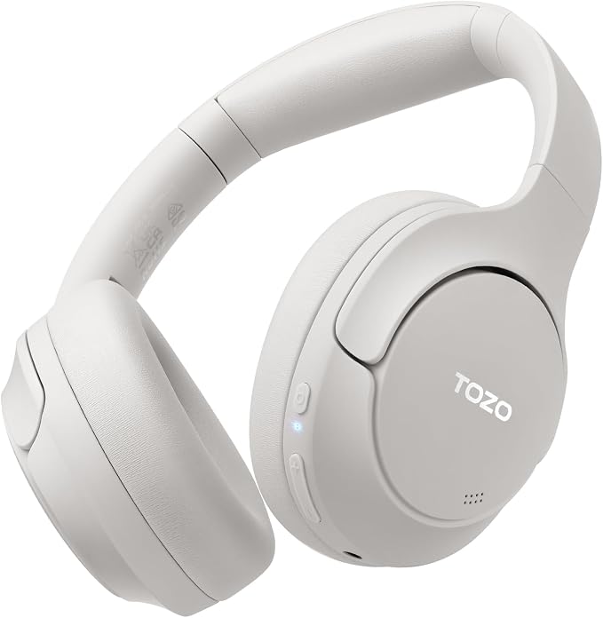 TOZO Hybrid Active Noise Cancelling Headphones, Hi Res Audio | Wireless Over Ear Bluetooth Headset, 60H Playtime, Custom EQ via App Deep Bass Comfort Fit Ear Cups, for Home Office Travel by TOZO