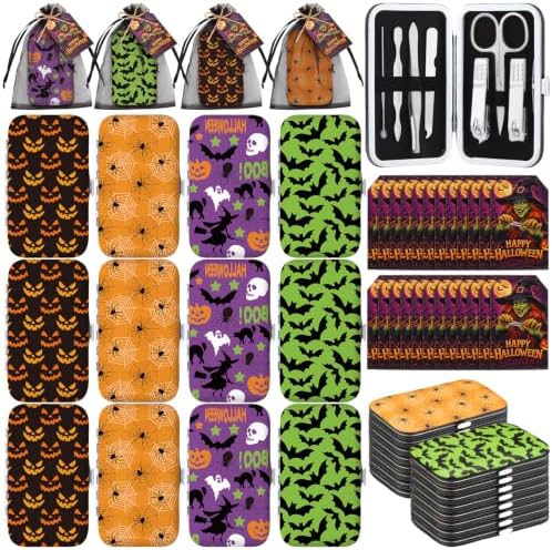 12 Sets Halloween Manicure Set Gifts Bulk with Bags Cards for Women by Lanties