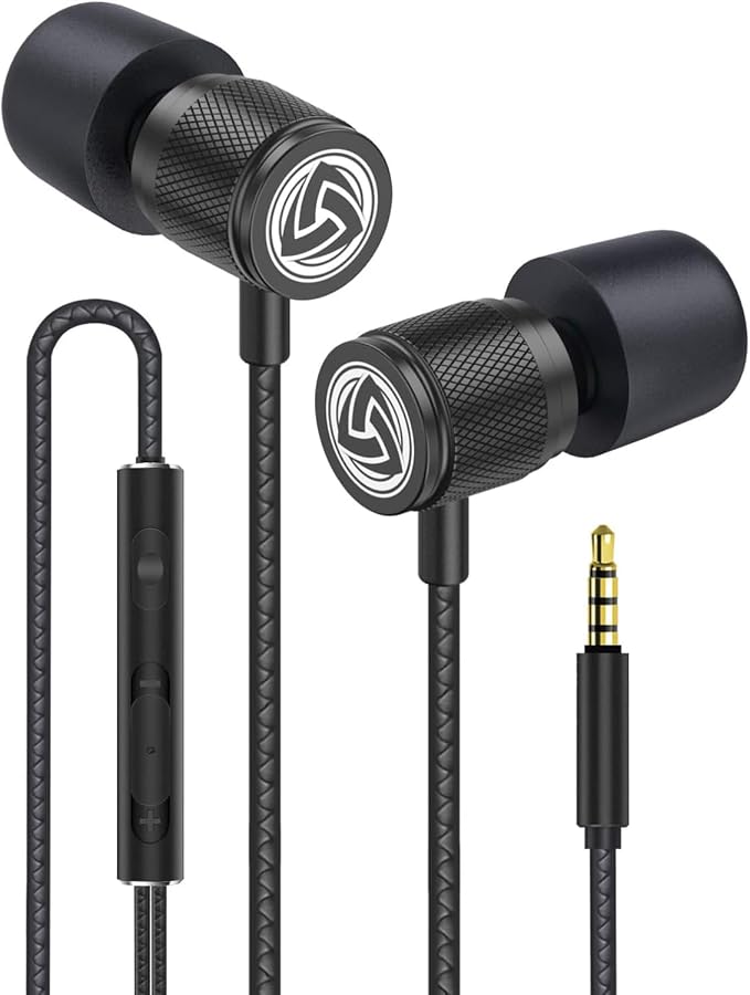 LUDOS Ultra Wired Earbuds in-Ear Headphones, 5 Years Warranty, Earphones with Microphone, Noise Isolating Ear Buds, Memory Foam for iPhone, Samsung, School Students, Kids, Women, Small Ears - Black by Ludos