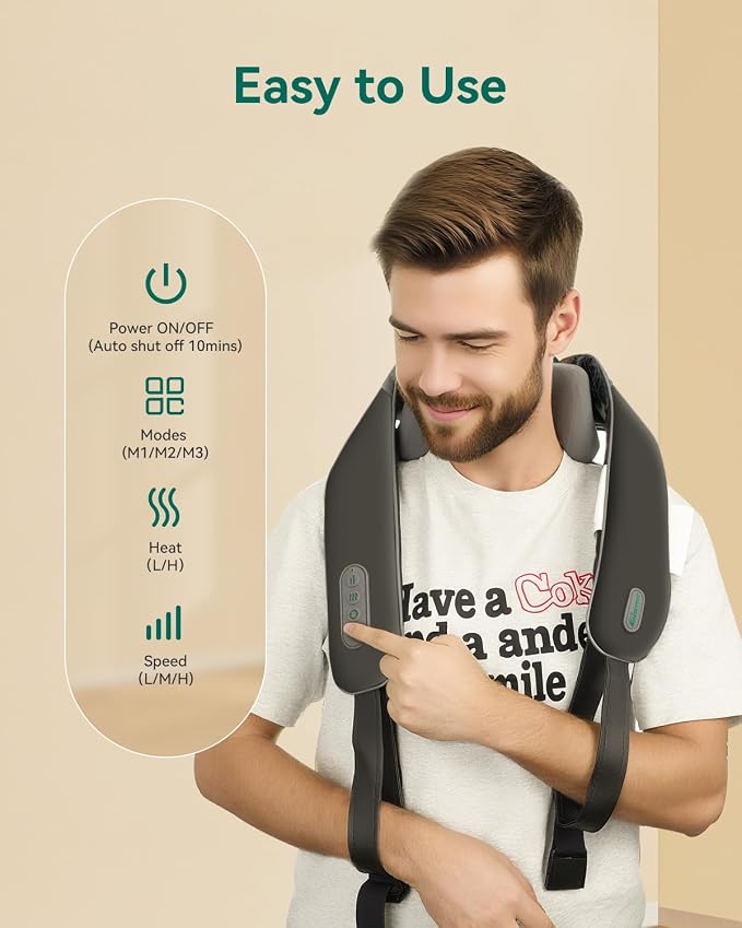 Snailax Cordless Neck Shoulder Massager with Soothing Heat, 2026 Upgraded 4D Deep Tissue Kneading, Shiatsu Massager Pillow for Neck, Traps, Back, Wearable Hand-Free Straps, Gifts for Men Women Mom Dad - Image 7