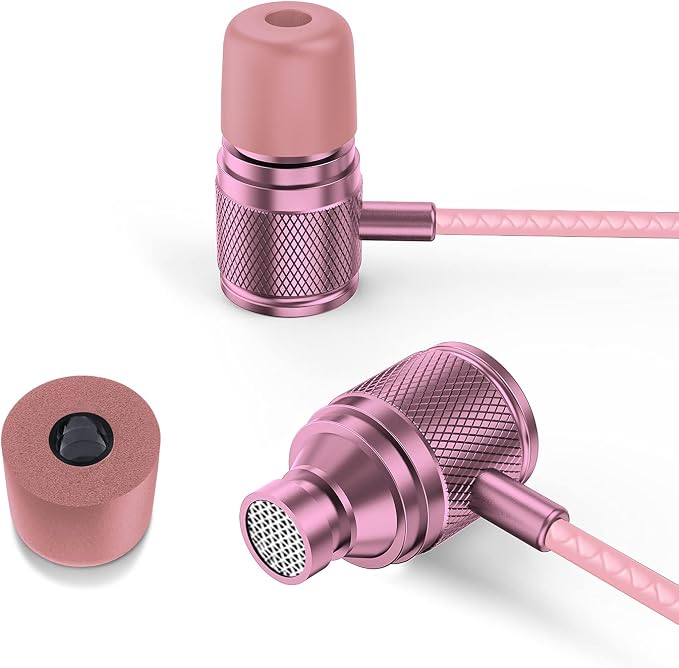 LUDOS Ultra Wired Earbuds in-Ear Headphones, 5 Years Warranty, Earphones with Microphone, Noise Isolating Ear Buds, Memory Foam for iPhone, Samsung, School Students, Kids, Women, Small Ears - Pink - Image 9