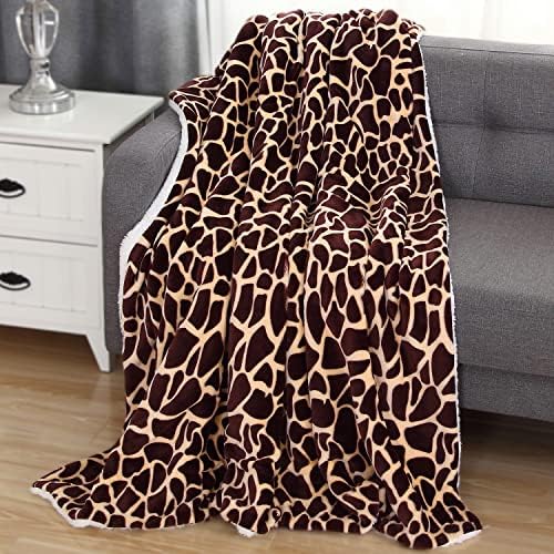 Elegant Comfort Luxury Ultra-Plush Velvet Touch Fleece Throw Soft, Warm, Cozy| Micromink Sherpa-Backing Reversible Blanket for Bed, Sofa and Couch, (50 x 60), Giraffe - Image 2