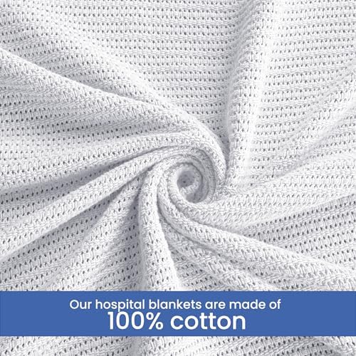 Linteum Textile Hospital Thermal Blanket 66x90 Inch 100% Cotton Breathable Soft and Cozy Open-Cell Weave Design Bed Blanket for Bed, Couch, Sofa Throw for All Season, 2.5 lb (White, Twin) Pack of 12 - Image 3