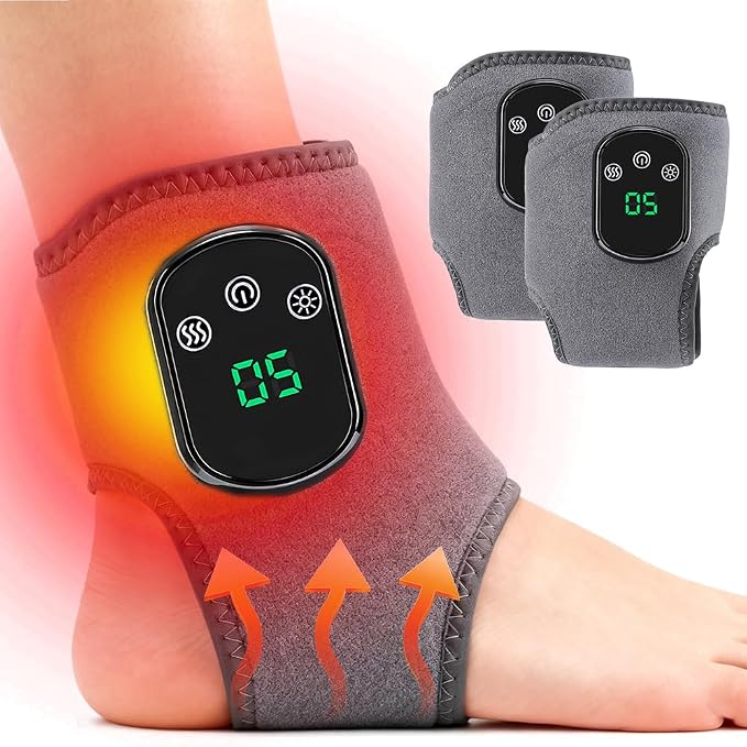 IFTHFOUR 2Pcs Foot and Ankle Massager with Heat, Portable Heated Wrap, 3 Vibration Modes and 5 Heat Settings, USB Charging, Ideal for Home and Travel by IFTHFOUR