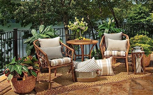 Pillow Perfect Tory Solid Indoor/Outdoor Small Throw Pillow Plush Fill, Weather and Fade Resistant, Small Throw - 16.5" x 16.5", Ivory, 2 Count - Image 4