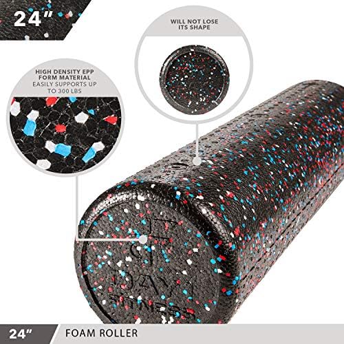 Day 1 Fitness High Density Muscle Foam Rollers - Sports Massage Rollers for Stretching, Physical Therapy, Deep Tissue, Myofascial Release - Ideal for Exercise and Pain Relief – USA Speckled, 24” - Image 4